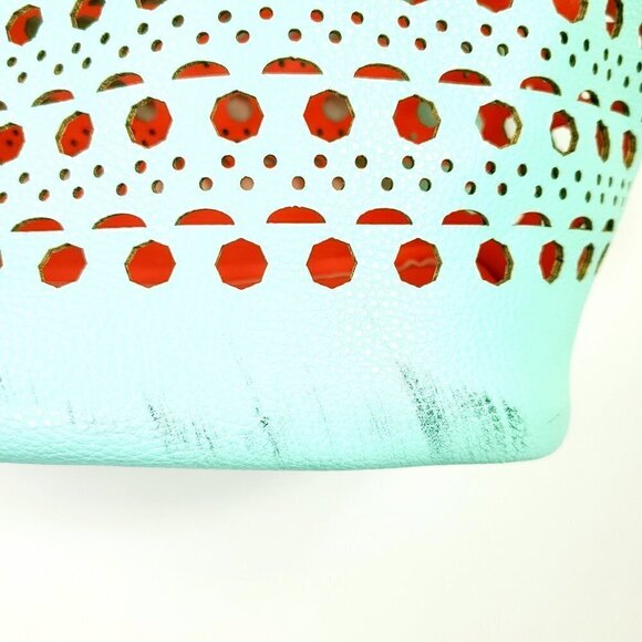 No Brand large tote teal/peach dual color vented - Picture 7 of 8